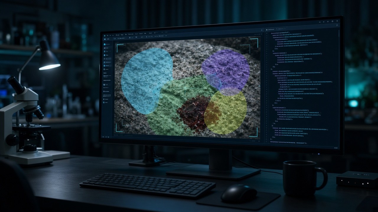 Lab UI with a forensic overlay and structured JSON output.