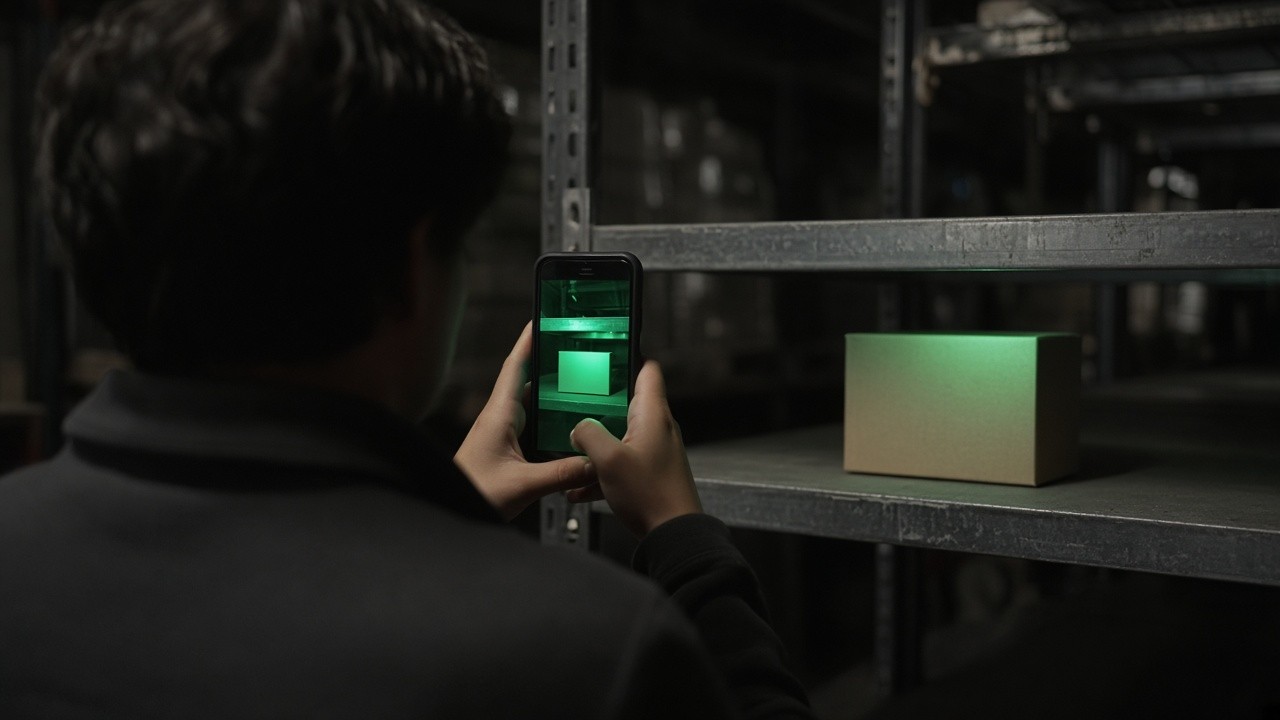 Photographing a product on a warehouse shelf with a phone